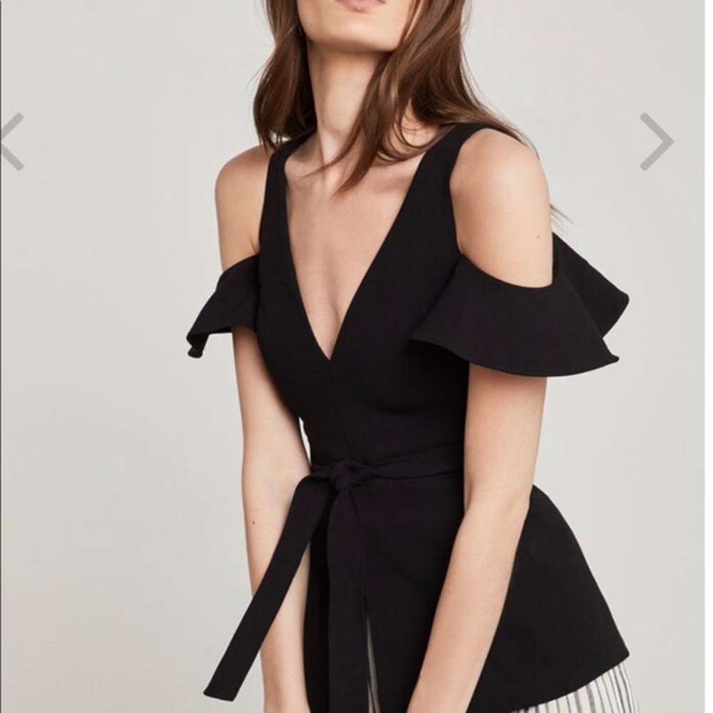 Bcbgmaxazria cold-shoulder peplum top